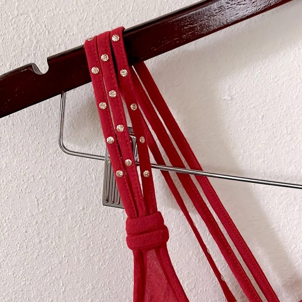 Candies Tank Top Red Gold Party Festival Size Medium - Picture 5 of 13